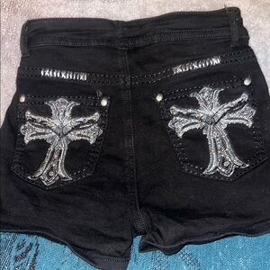Women's Black Embellished Shorts